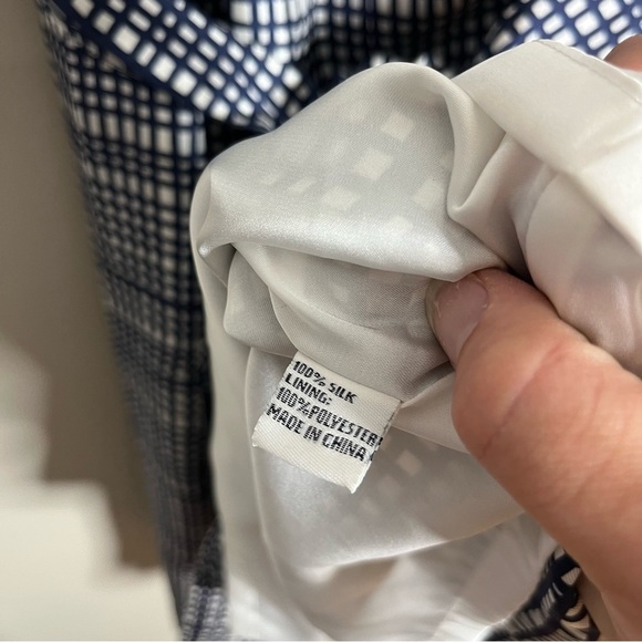 Elizabeth McKay Size 8 Scotland Dress Silk Wrap Navy White Ruffle Collar R16 - Picture 4 of 7